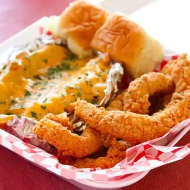Seafood Potato with Catfish and Dinner Roll Bundle.